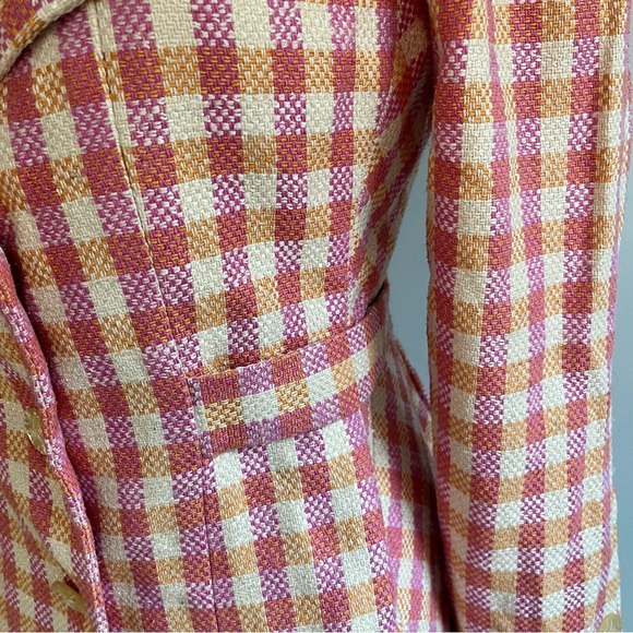 Vintage Kathryn Dianos Neiman Marcus Plaid Check Silk Cotton Blazer Size 8 - Picture 6 of 16